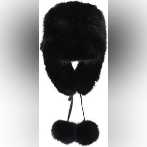 REVOLVE JOCELYN 
Faux Fur Trapper Hat in Black. NWT!